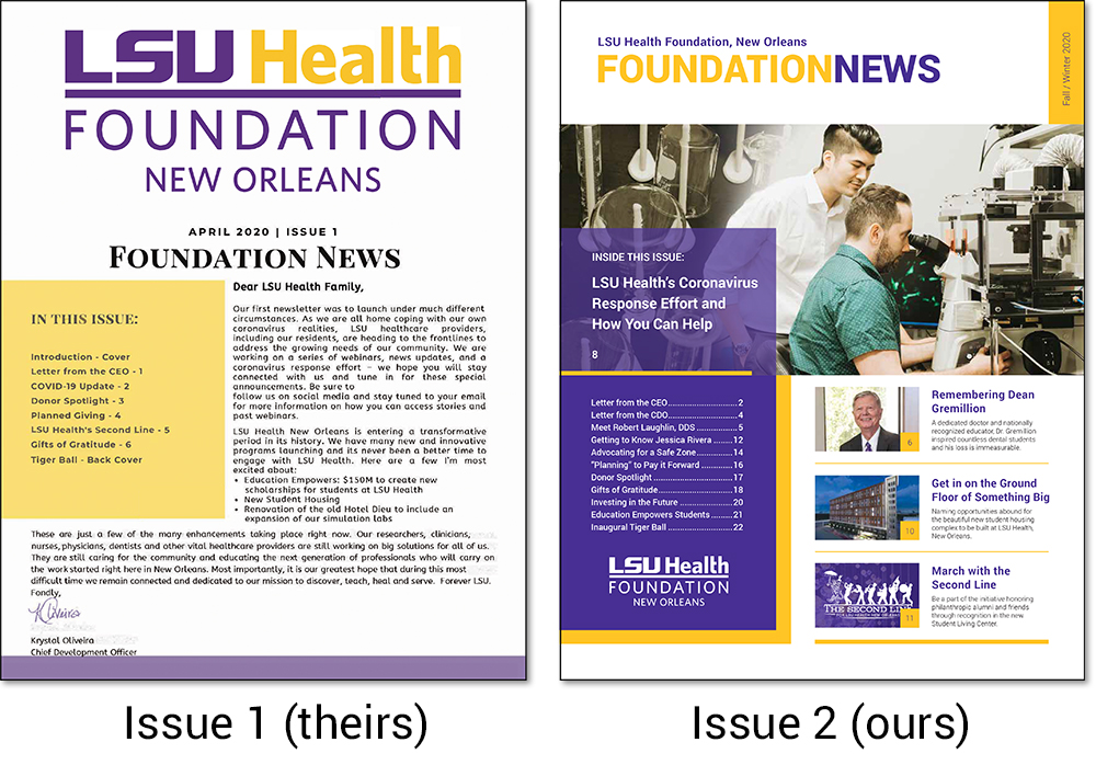 LSU Health Foundation New Orleans newsletter makeover